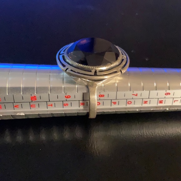 Faceted Smokey Quartz and Sterling Silver Vintage Cocktail Ring Size 8.5 - Picture 2 of 5